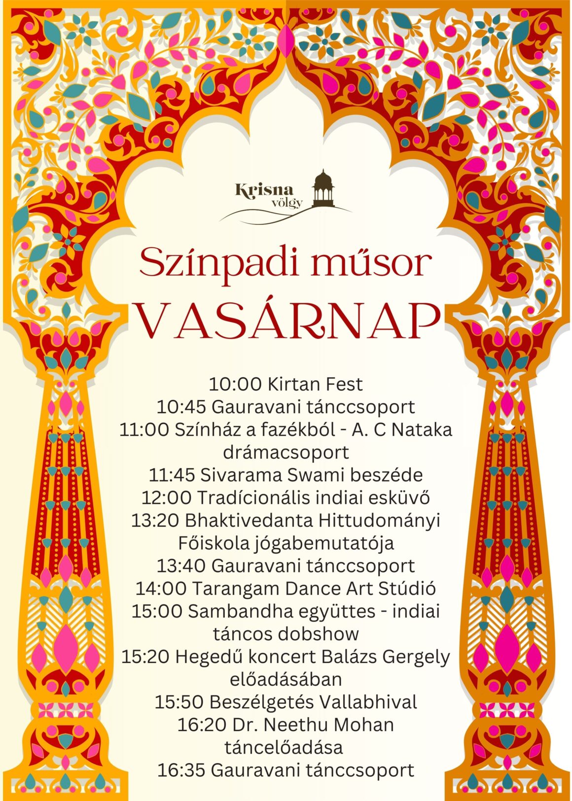 színpadi műsor VASÁRNAP